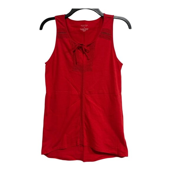 Sonoma Life + Style Tops - 🌼 Sonoma Life + Style Red Embroidered Sleeveless High-Low Tank Top Blouse